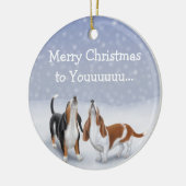 HeulenBasset-Weihnachtsverzierung Keramik Ornament (Links)