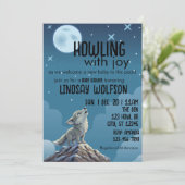 Heulend vor Freude, Wolf Baby Shower Einladung (Stehend Vorderseite)