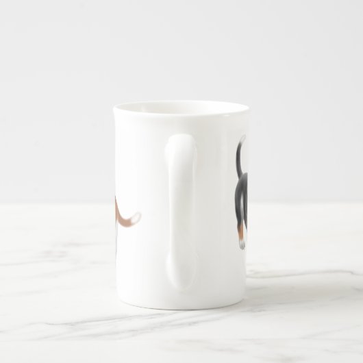 Heulendachshund-Jagdhund-Knochen-China-Tasse Porzellantasse (Rückseite)