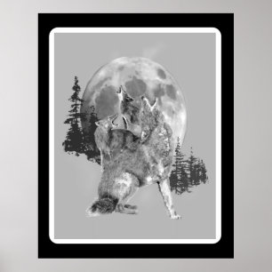 Heulende Kojoten Tier Aquarell Wildtierkunst Poster