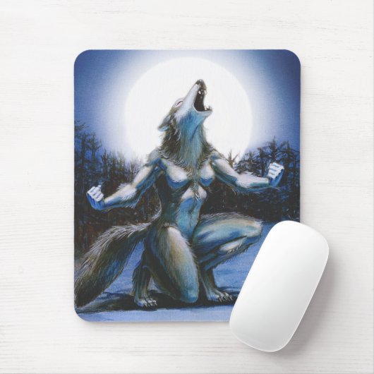 Heulende Werewolf-Frau Mousepad (Mit Mouse)