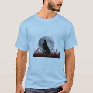 Heulende Wolfssilhouette mit Vollmond-Grafik-T-Shi T-Shirt