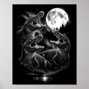 Heulender Alligator Mond vintage Retro-Stil lustig Poster
