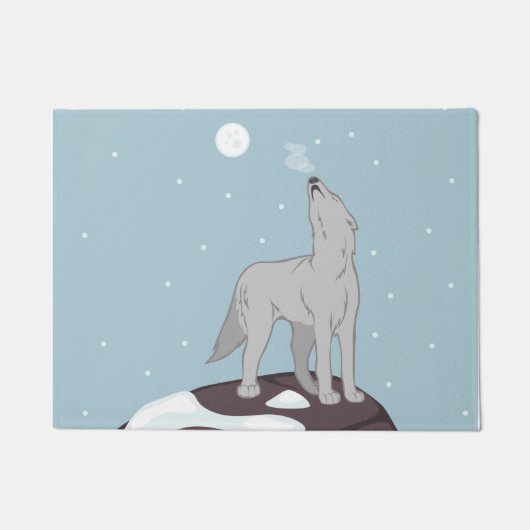 Heulender Arktischer Wolf Fußmatte (Vorderseite)