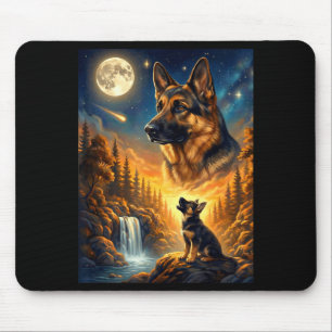 Heulender Hund zum Mond Meme Tier Hund Deutscher S Mousepad