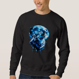Heulender Mondwolf-Tattoo-T-Shirt — Blue Ink Dream Sweatshirt