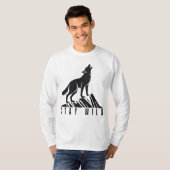 Heulender Wolf Bergsilhouette T-Shirt (Vorne ganz)