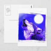Heulender Wolf Blaue Mondlicht-Postkarte Postkarte (Vorne/Hinten)