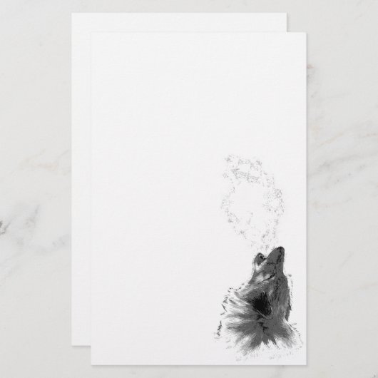Heulender Wolf Briefpapier (Vorne/Hinten)