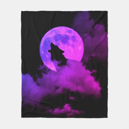 heulender Wolf Fleecedecke (Vorderseite)