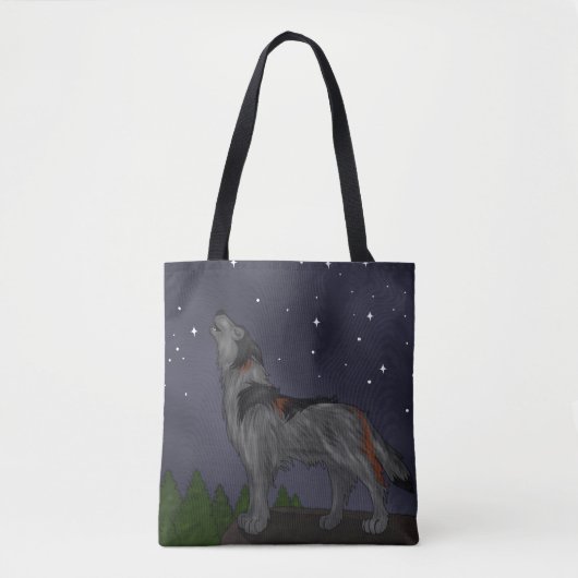 Heulender Wolf (Grau) Tasche (Vorderseite)