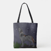 Heulender Wolf (Grau) Tasche (Rückseite)