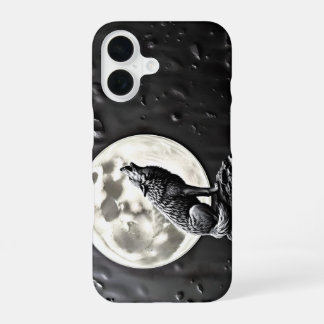 heulender Wolf Hund Vollmond iPhone 16 Hülle