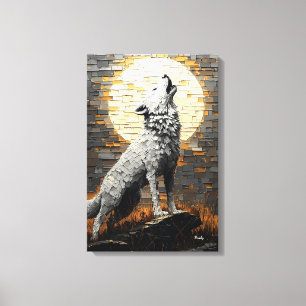 Heulender Wolf im dynamischen Impasto-Stil Leinwanddruck