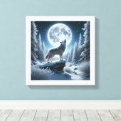 Heulender Wolf im Winter Leinwanddruck (Insitu (Holzboden))