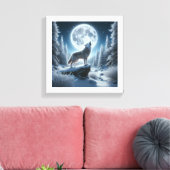 Heulender Wolf im Winter Leinwanddruck (Insitu (Wohnzimmer))