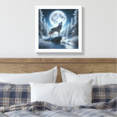 Heulender Wolf im Winter Leinwanddruck (Insitu (Schlafzimmer))