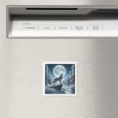 Heulender Wolf im Winter Magnet (In Situ (Geschirrspüler))