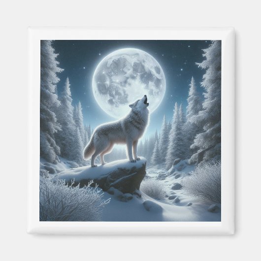 Heulender Wolf im Winter Magnet (Vorne)