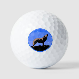 Heulender Wolf im Winter - Originale Wildlife-Kuns Golfball