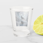Heulender Wolf im Winter Schnapsglas (Rückseite)