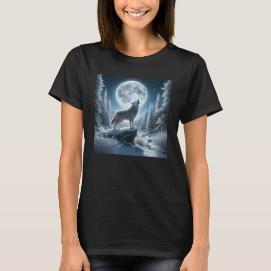Heulender Wolf im Winter T-Shirt (Vorderseite)