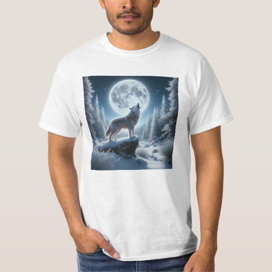Heulender Wolf im Winter T-Shirt (Vorderseite)