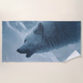 Heulender Wolf Kunst – Blaues Nachtwald-Design Strandtuch (Vorderseite)
