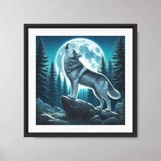 Heulender Wolf Leinwanddruck (Vorderseite)