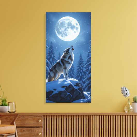 Heulender Wolf Leinwanddruck (Insitu (Wohnzimmer))