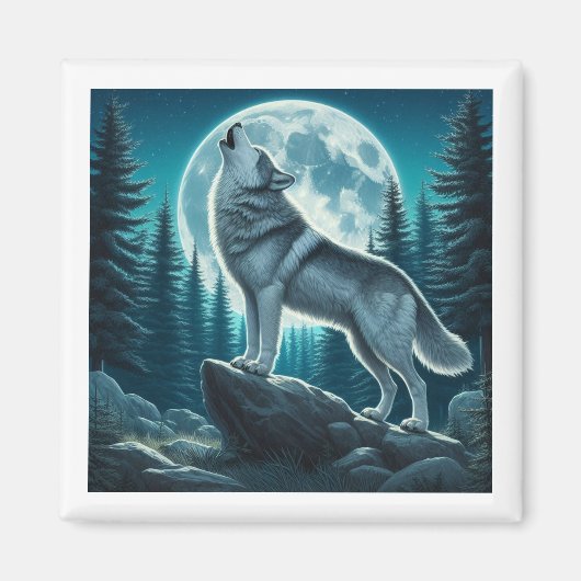Heulender Wolf Magnet (Vorne)