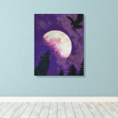 Heulender Wolf Mond Leinwand Wandkunst (Insitu (Holzboden))
