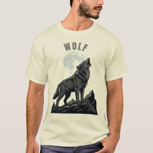 Heulender-Wolf-Mond-T-Shirt – Wildes einsames Wolf T-Shirt