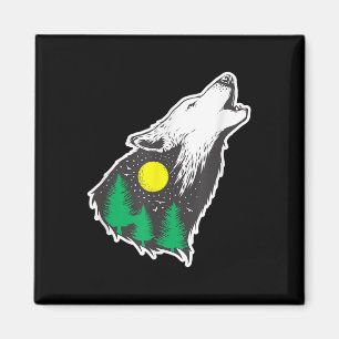 Heulender Wolf Mond Wald Umweltschutz Magnet