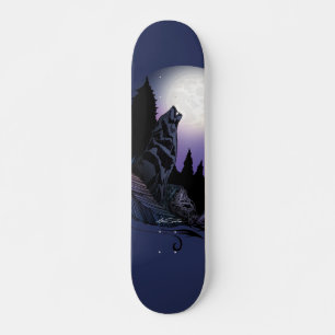 Heulender Wolf Mondlicht-Bergkunst Skateboard