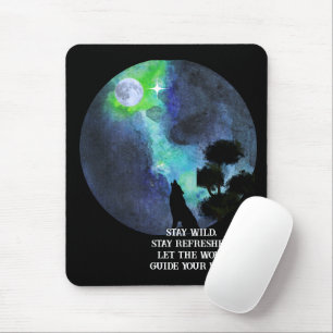 Heulender Wolf Mondlicht – Mystische Waldnacht Wat Mousepad
