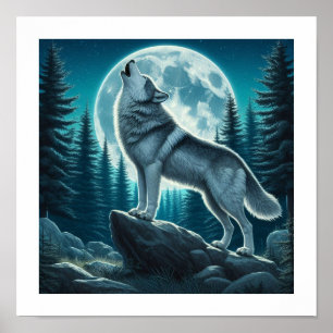 Heulender Wolf Poster
