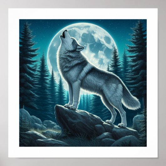 Heulender Wolf Poster (Vorne)