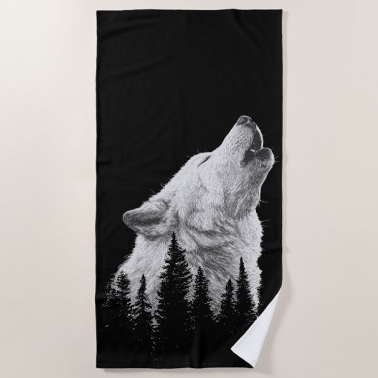 Heulender Wolf Strandtuch – Schwarzwald (Vorderseite)