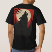 Heulender Wolf Vollmond Retro-Horror-Druck T-Shirt (Rückseite)