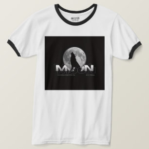 Heulender Wolf Vollmond-Typografie Weiße Ringer T-Shirt