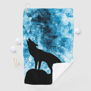 Heulender Wolf Winter schneebedeckter blauer Rauch Golfhandtuch