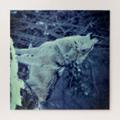 Heulender Wolf Winterwald Puzzle (Horizontal)