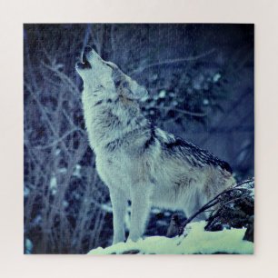 Heulender Wolf Winterwald Puzzle