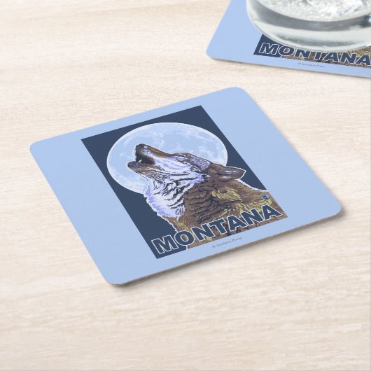 Heulendes MontanaWolf Rechteckiger Pappuntersetzer (angewinkelt)