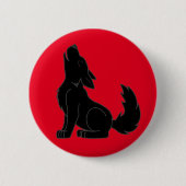 Heulenschwarzer Wolf Button (Vorderseite)