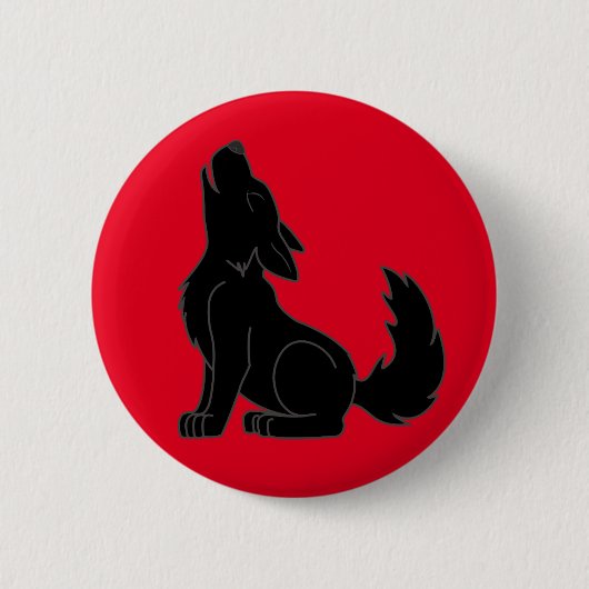 Heulenschwarzer Wolf Button (Vorderseite)