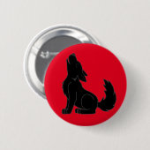 Heulenschwarzer Wolf Button (Vorne & Hinten)
