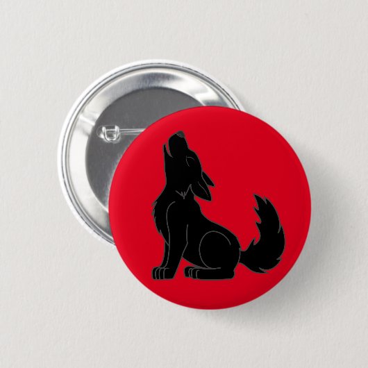 Heulenschwarzer Wolf Button (Vorne & Hinten)