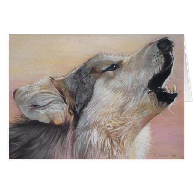 Heulentiermalerei-Realistkunst des grauen Wolfs (Vorderseite (Horizontal))